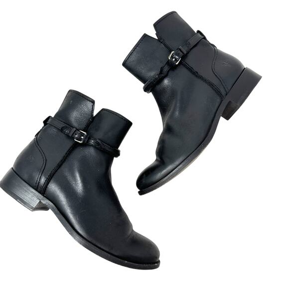 Frye Melissa Seam Short Boots Leather Black Size US 6 - Picture 1 of 15